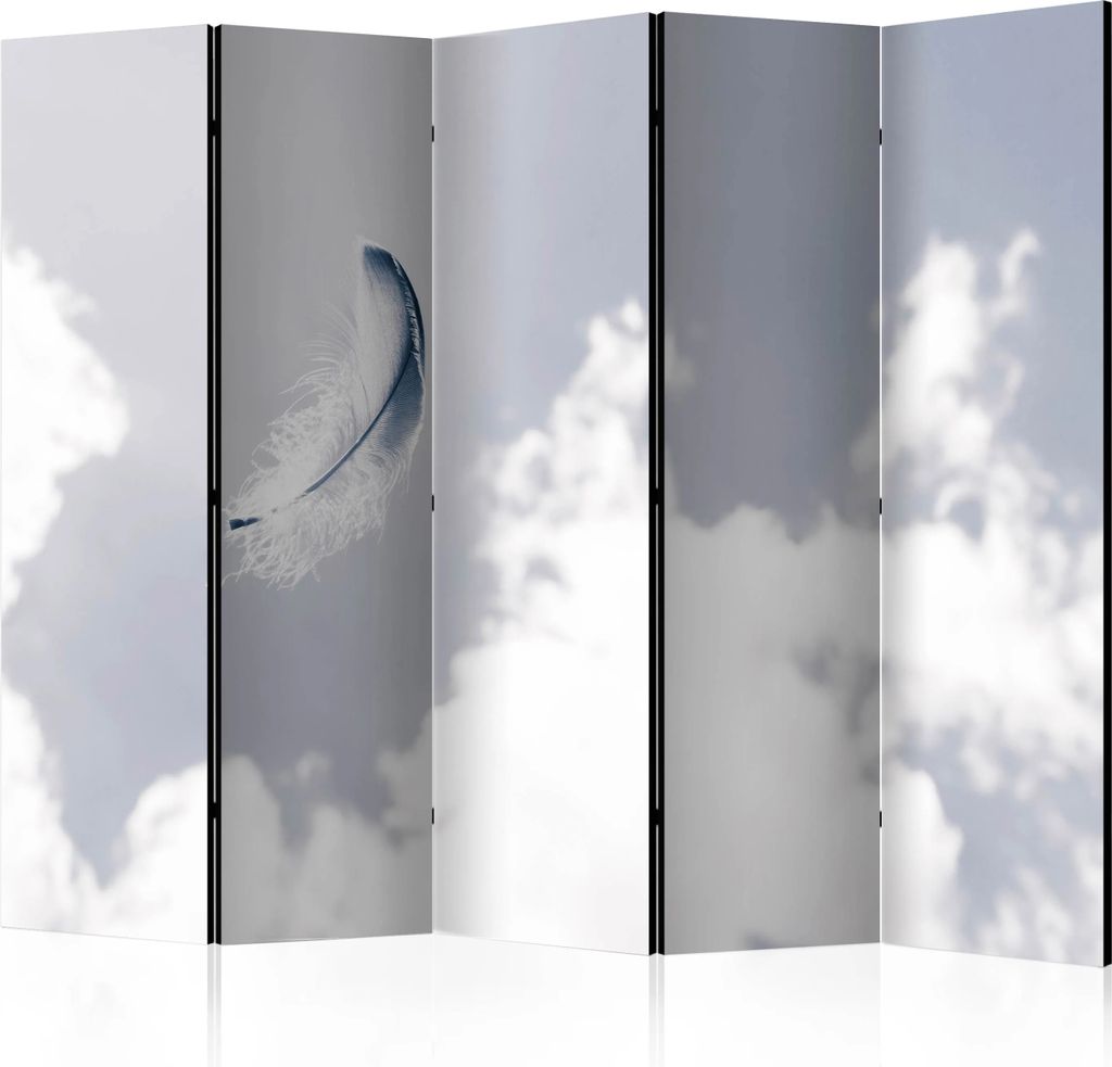 5-teiliger Einseitiger Vlies Paravent - Angelic Feather II 225x172 cm Tiere b-B-0201-z-c
