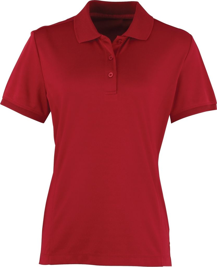 Premier Damen Coolchecker Piqué Polo-Shirt / Polohemd, Kurzarm RW4402 (XS) (Burgunder)