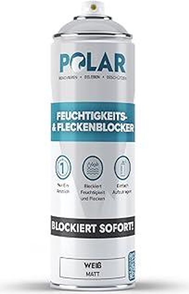 Polar Feuchtigkeits und Fleckenspray - Weiß Matt - 500ml - Einschichtlack zur Feuchtigkeitsabdichtung - Isoliert Flecken und Schimmel an Innenwän...