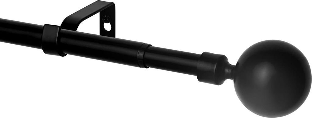 Schwarze Gardinenstange mit Kugel Ausziehbar von 76 cm bis 200 cm Metall für Vorhänge