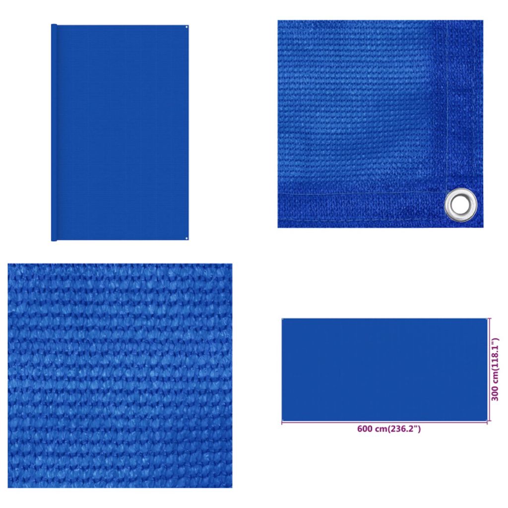 vidaXL Zeltteppich 300x600 cm Blau HDPE - Zeltteppich - Zeltteppiche - Terrassenteppich - Campingteppich