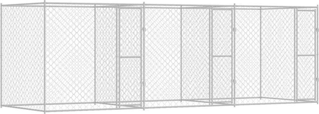 vidaXL Hundekäfig Silber 600 x 200 x 200 cm Verzinkter Stahl