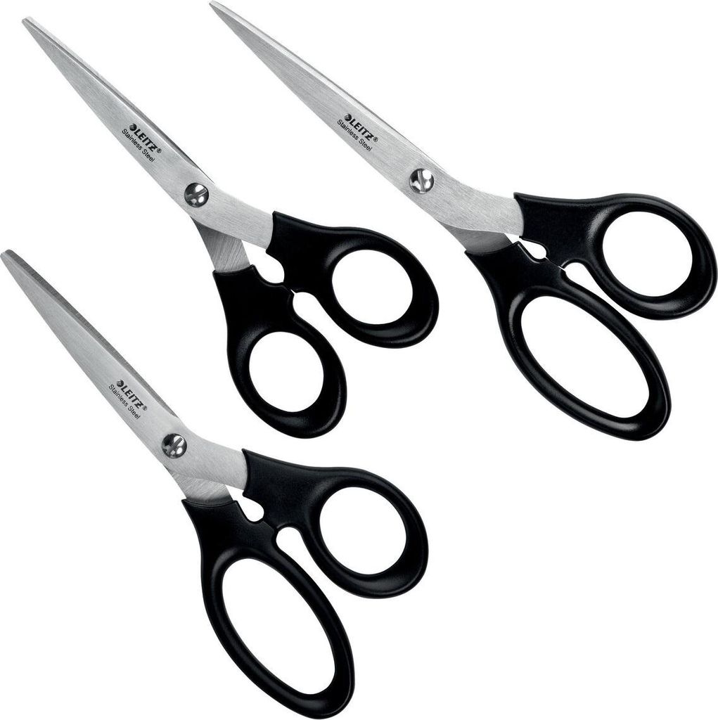 Edelstahlschere Set rostfreier Edelstahl 165/185/200 mm 3 Stück schwarz. Packung mit 5 Stück