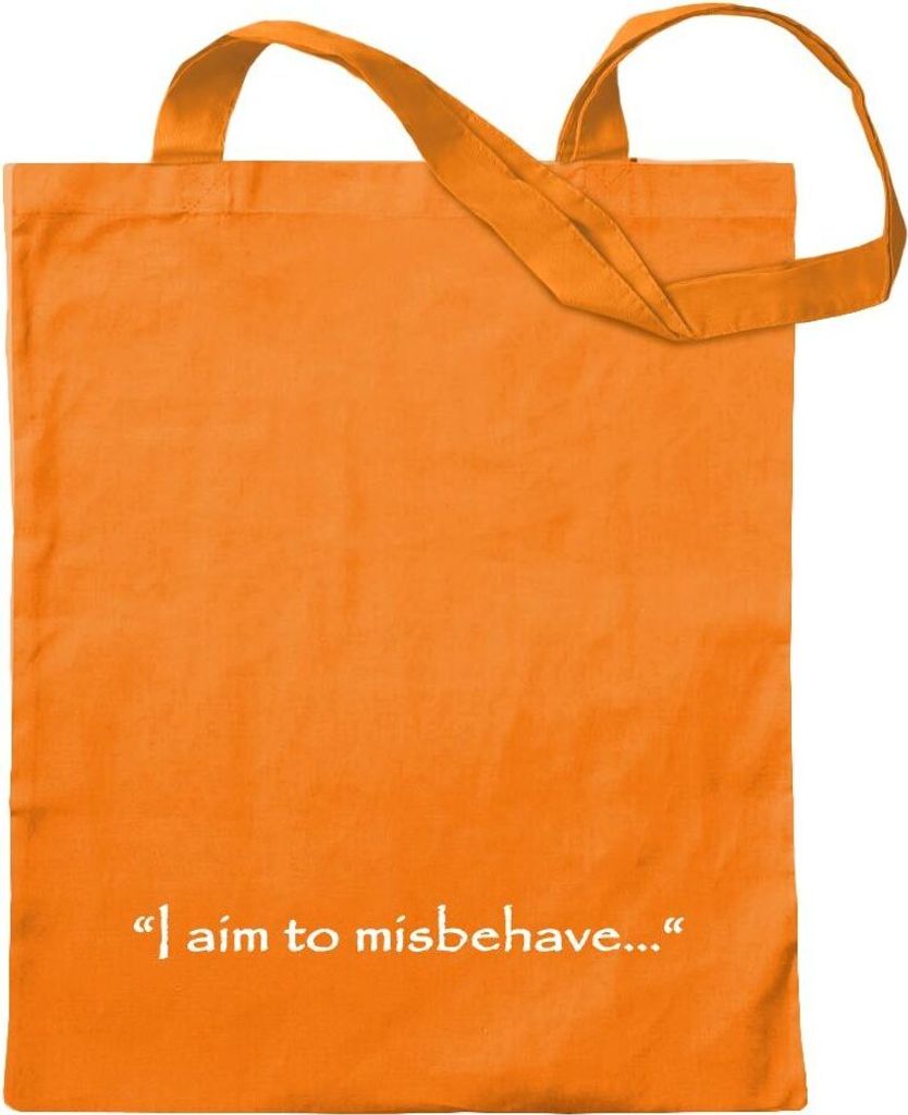 Kiwistar - Baumwolltasche - mandarin - I aim to misbehave - Tragetasche Stoffbeutel Umhängetasche langer Henkel