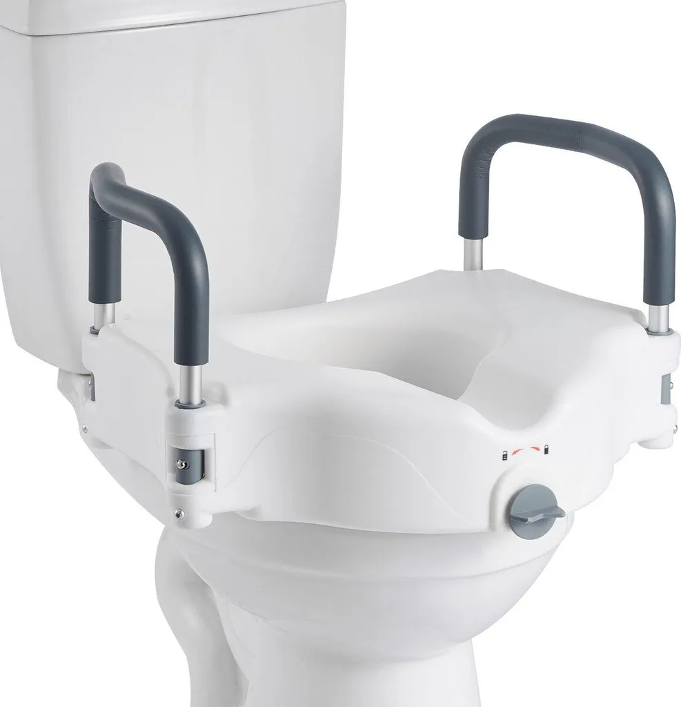 Siège de Toilettes Surélevé Élargi 127mm - Accoudoirs Rembourrés 5"