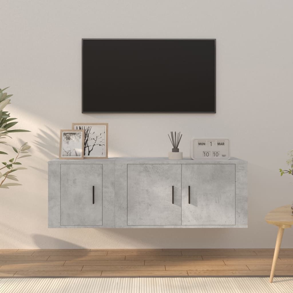 "2026 Promotion" 2-tlg. TV-Schrank-Set - TV-Möbel - Betongrau Holzwerkstoff - TV-Regal CC10023