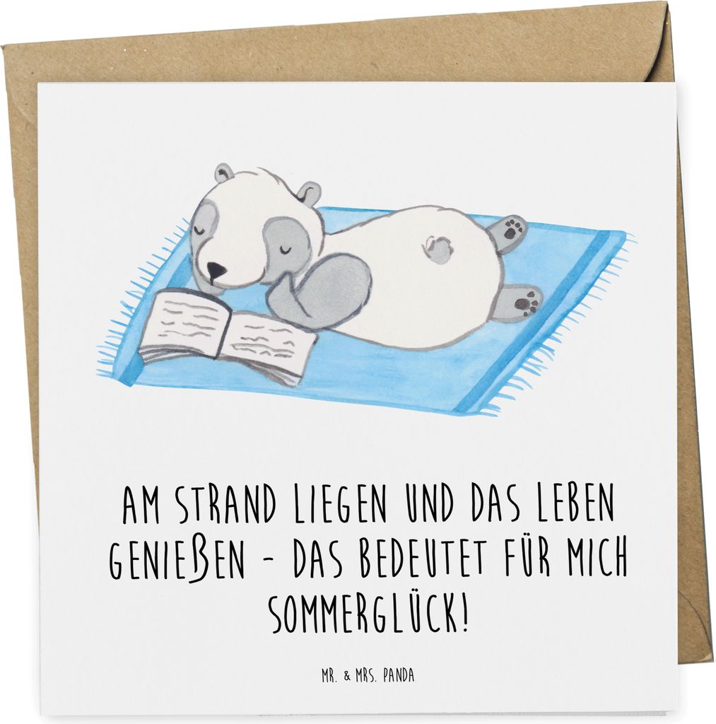 Mr. & Mrs. Panda Grußkarte Sommerglück - Weiß - Geschenk, Summer Vibes, Sommerprodukte, faltkarte, Sommerferien, Klappkarte, doppelkarte, Herbst...