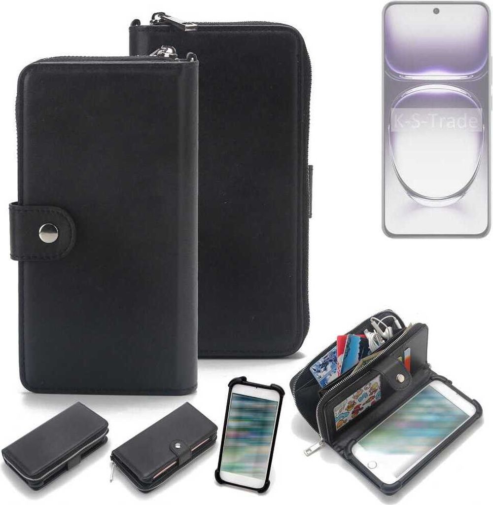 K-S-Trade 2in1 Handyhülle Schutzhülle kompatibel mit Oppo Reno12 Pro PJW110 & Portemonnee Cover Handy Hülle Case Etui Geldbörse Wallet Bookstyle