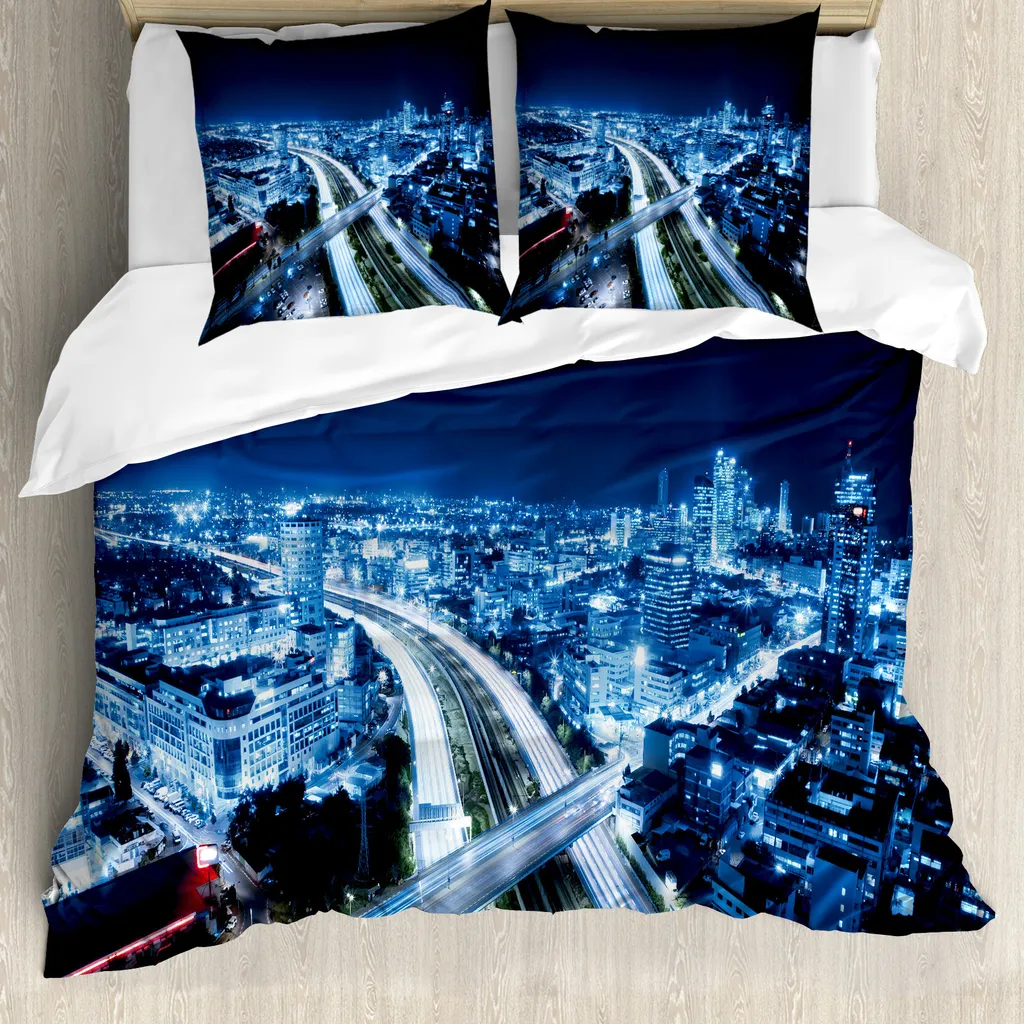 Copripiumino 155x220 ABAKUHAUS Tel Aviv Blu Scuro Antiacaro Online
