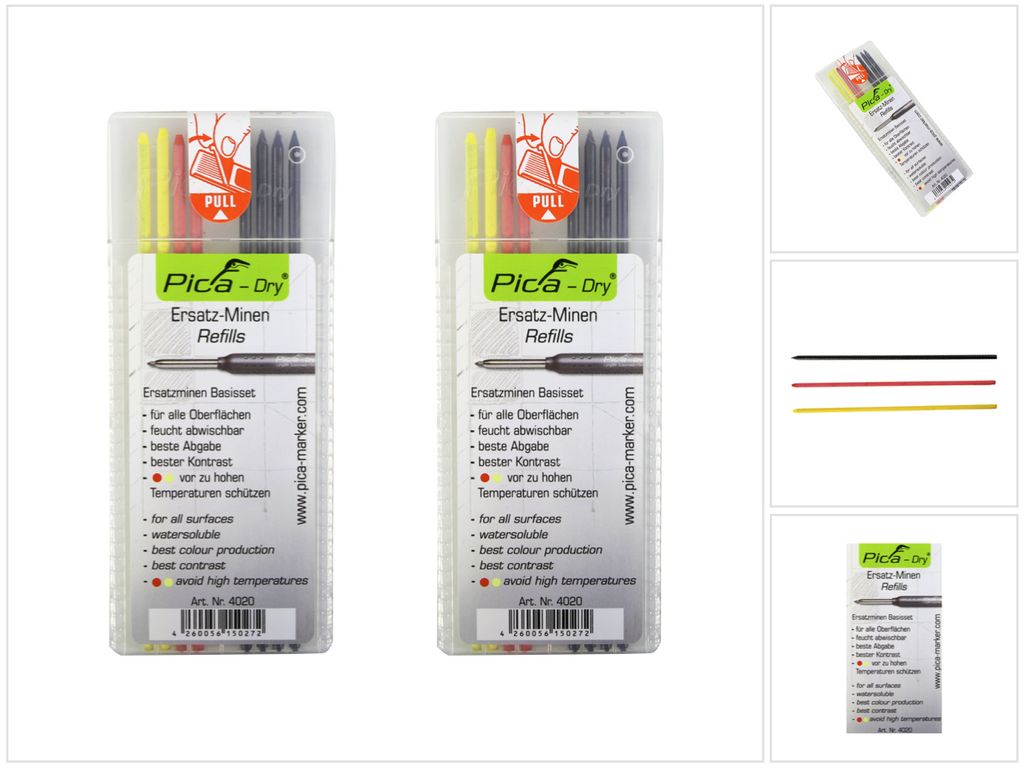 Pica DRY Ersatzminen Basis Set Bunt Wasserlöslich Multi Use 16 tlg. ( 2x 4020 )