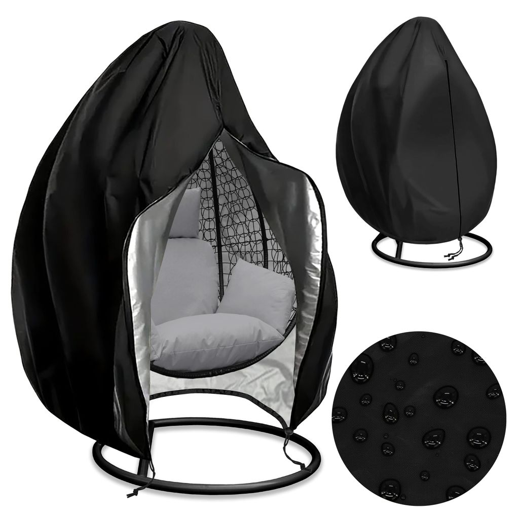 Hängesessel Schutzhülle COLIN 190x110cm schwarz - wasserfeste Schutzhülle für Gartenschaukel - Abdeckhaube - Abdeckung für Hägesessel