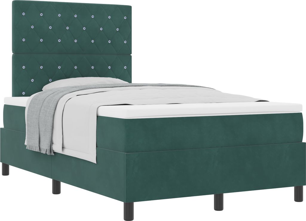 "2025"cloris Bettrahmen, Boxspringbett mit Matratze Dunkelgrün 120x200 cm Samt - Klassische Betten CHY52688