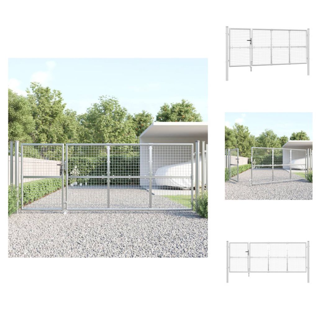vidaXL Mesh-Gartentor Silbern 350x175 cm Verzinkter Stahl - Gartentore