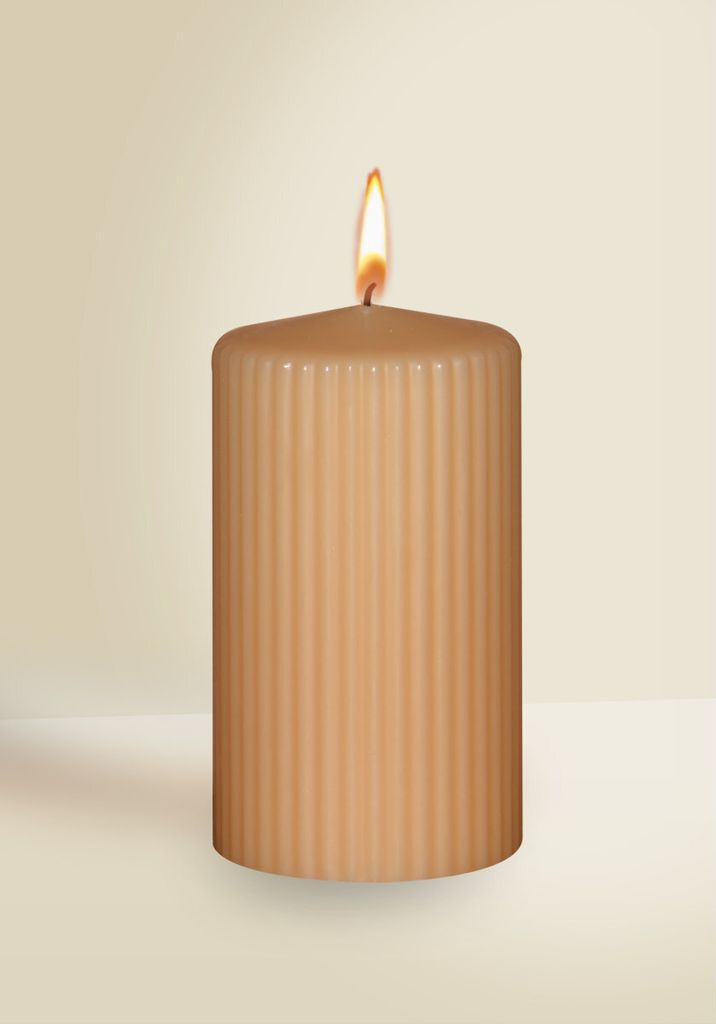 Designkerze Retro Stumpenkerze Sand 130 x Ø 70 mm, 1 Stück