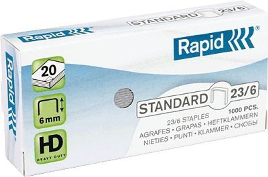 Rapid - Staples 23/6 Galv Standard 1000st | Box ein 1000 Stück