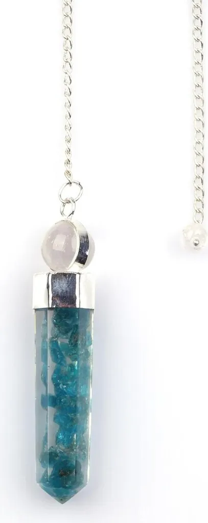 Pendule divinatoire en orgonite et apatite naturelle pour soins Reiki
