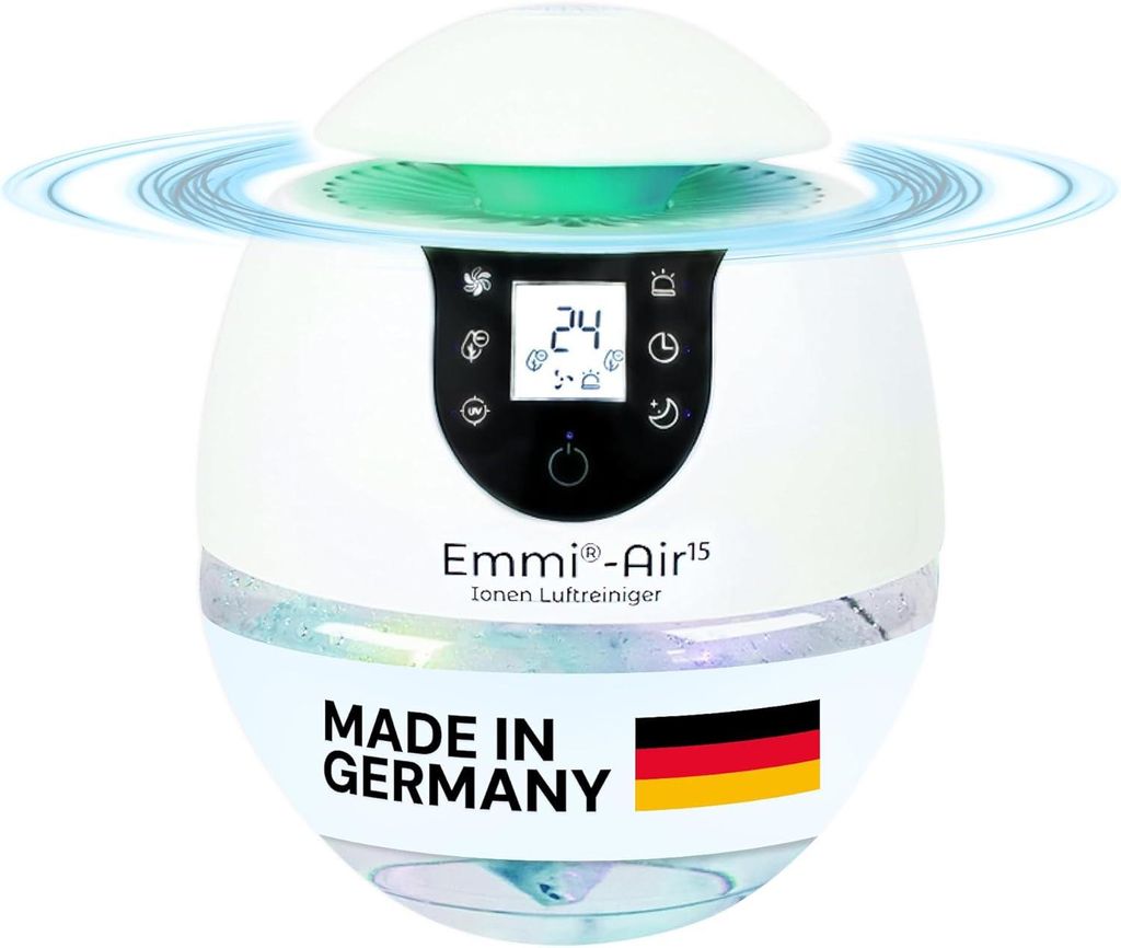 Emmi Air Ion Luftreiniger für Räume bis 35 m², für Allergiker & Raucherzimmer, neutralisiert Gerüche mit Ionen, gegen Staub, Viren, Pollen & G...