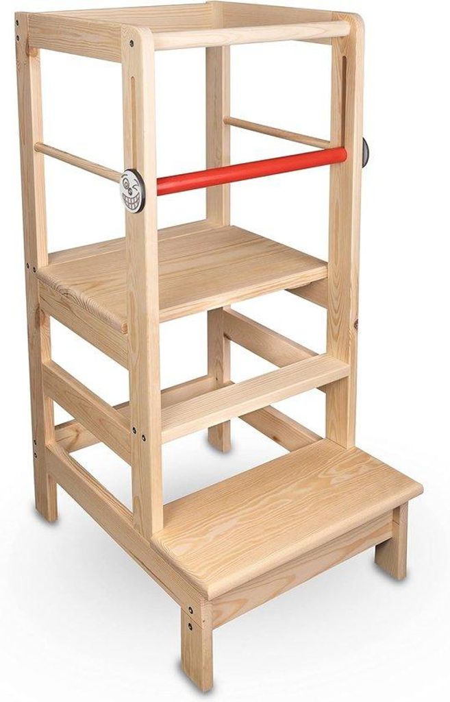 Lernhilfe für Kinder, Montessori Küchenhelfer, Verstellbar, Sicher & Stabil, ab 12 Monaten, Holz