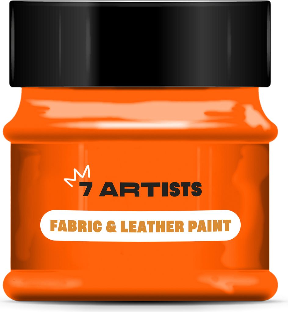 7 Artists Acryl Farbe, Leder Farbe, Stoff Farbe, Textil Farbe, Acrylfarbe 50ml Orange - Wasserfeste Acrylfarbe zum Textil Färben/Leder Färben