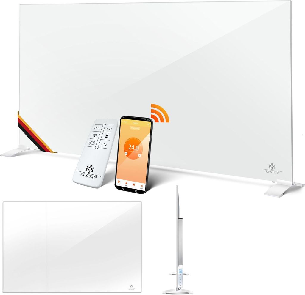 KESSER Infrarotheizung Aluminiumheizung Energiesparend 2in1 Standgerät & Wandmontage Elektroheizung mit Erkennung Offener Fenster + Fernbedienun...
