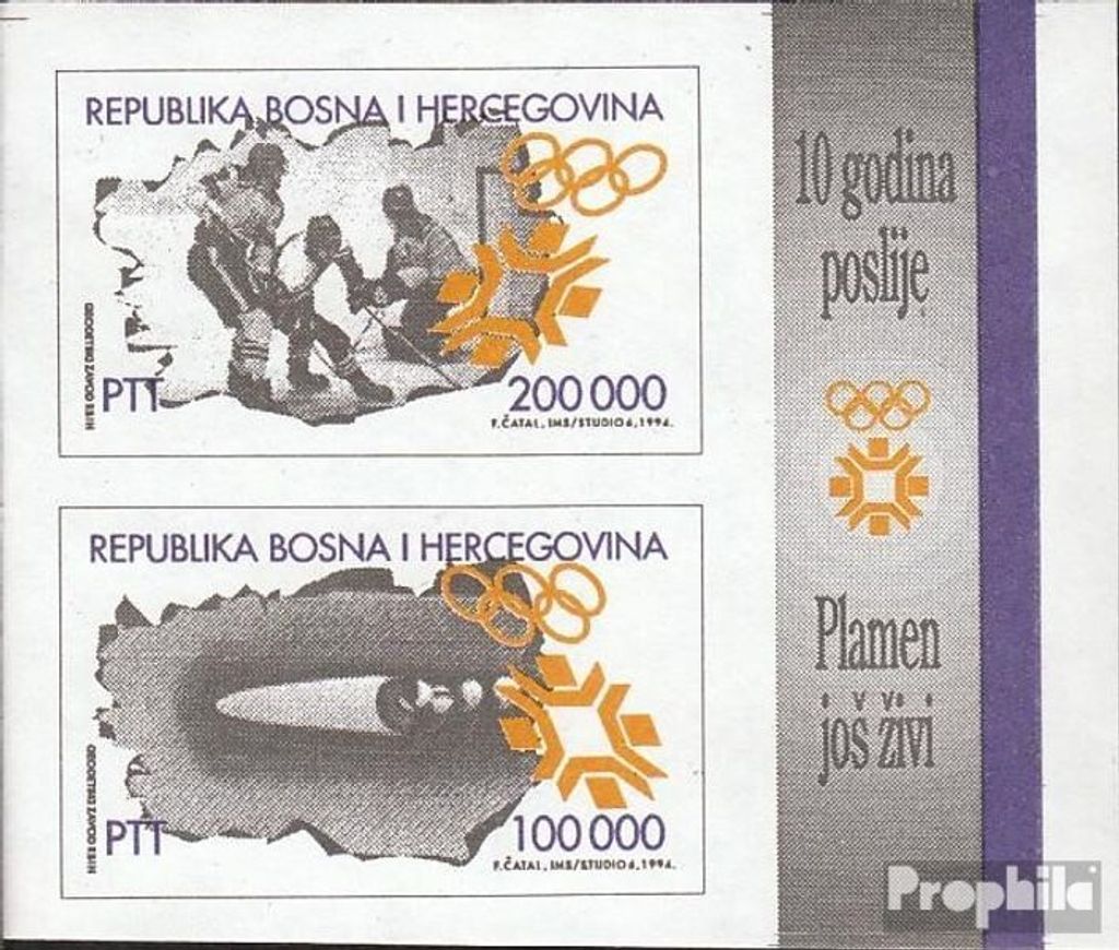 Briefmarken Bosnien-Herzegowina 1994 Mi Block1 (kompl.Ausg.) FDC Olympische Winterspiele 84