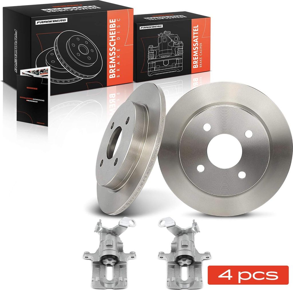 Frankberg 2x Bremssattel+2x Bremsscheiben Hinten für Ford Fiesta V JD JH 2005-2008