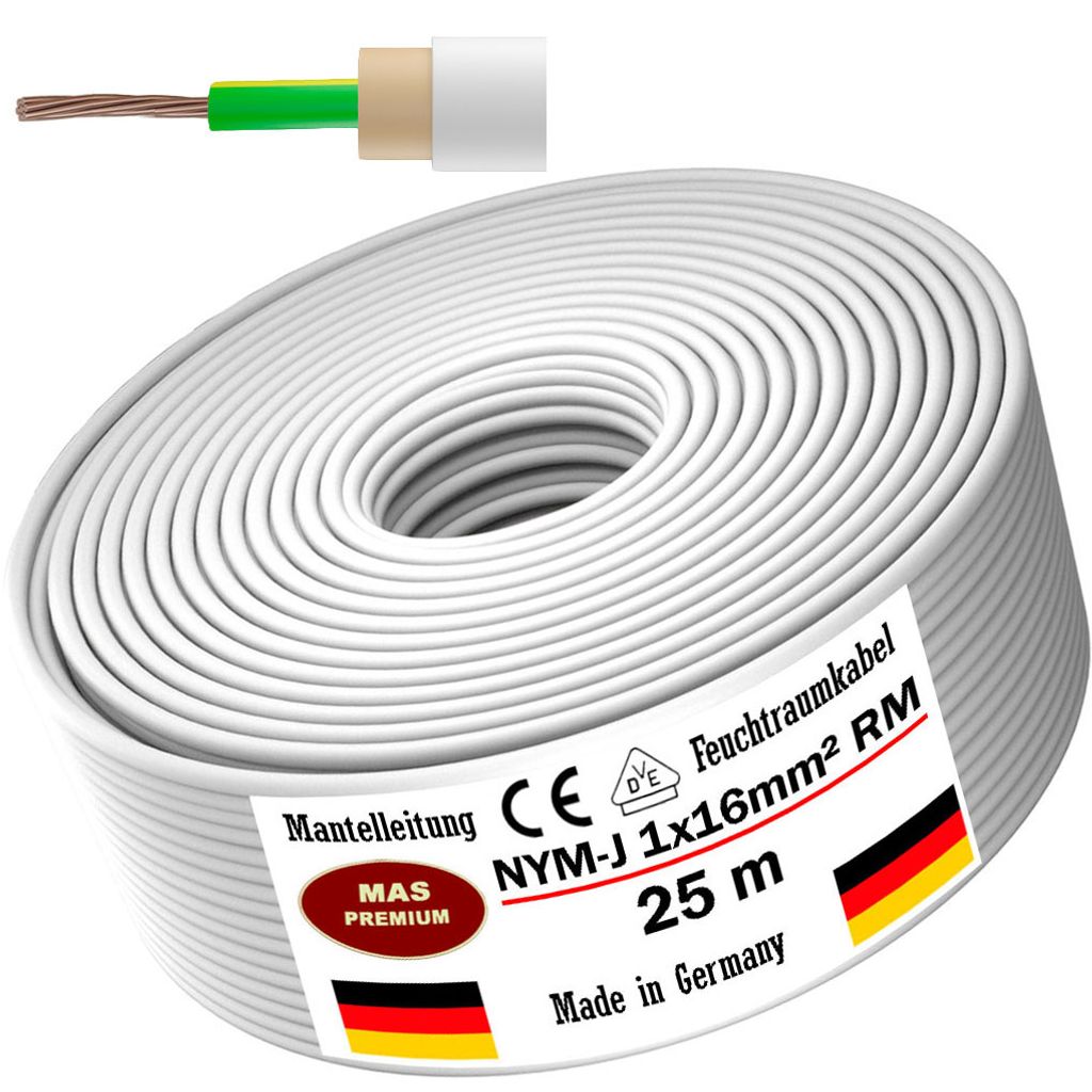 Feuchtraumkabel Stromkabel 5, 10, 15, 20, 25, 30 Oder 35m Mantelleitung NYM-J 5x10mm²