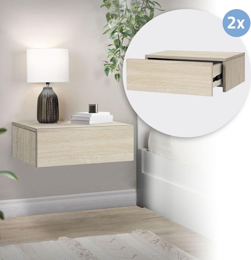 ML-Design 2x závěsný noční stolek s 1 zásuvkou, 46x30x15 Obrázek produktu 