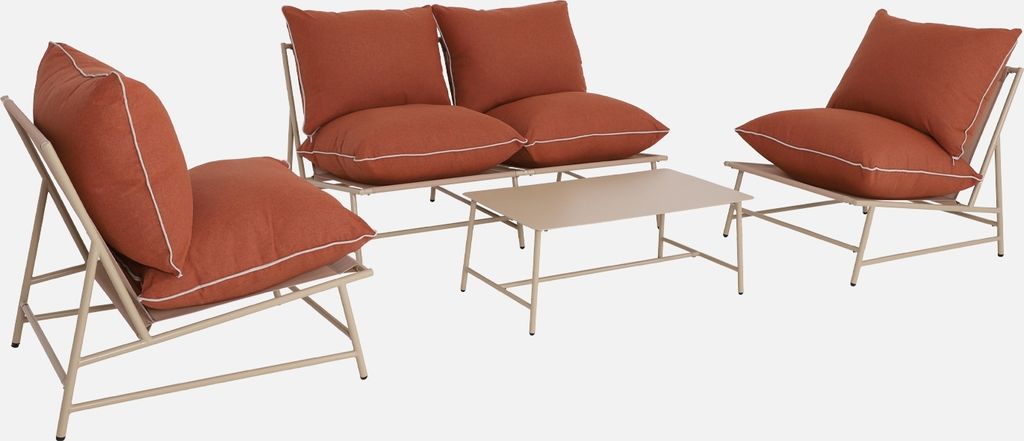sweeek - Gartenlounge aus Stahl und Textilene für 4 Personen - Beige