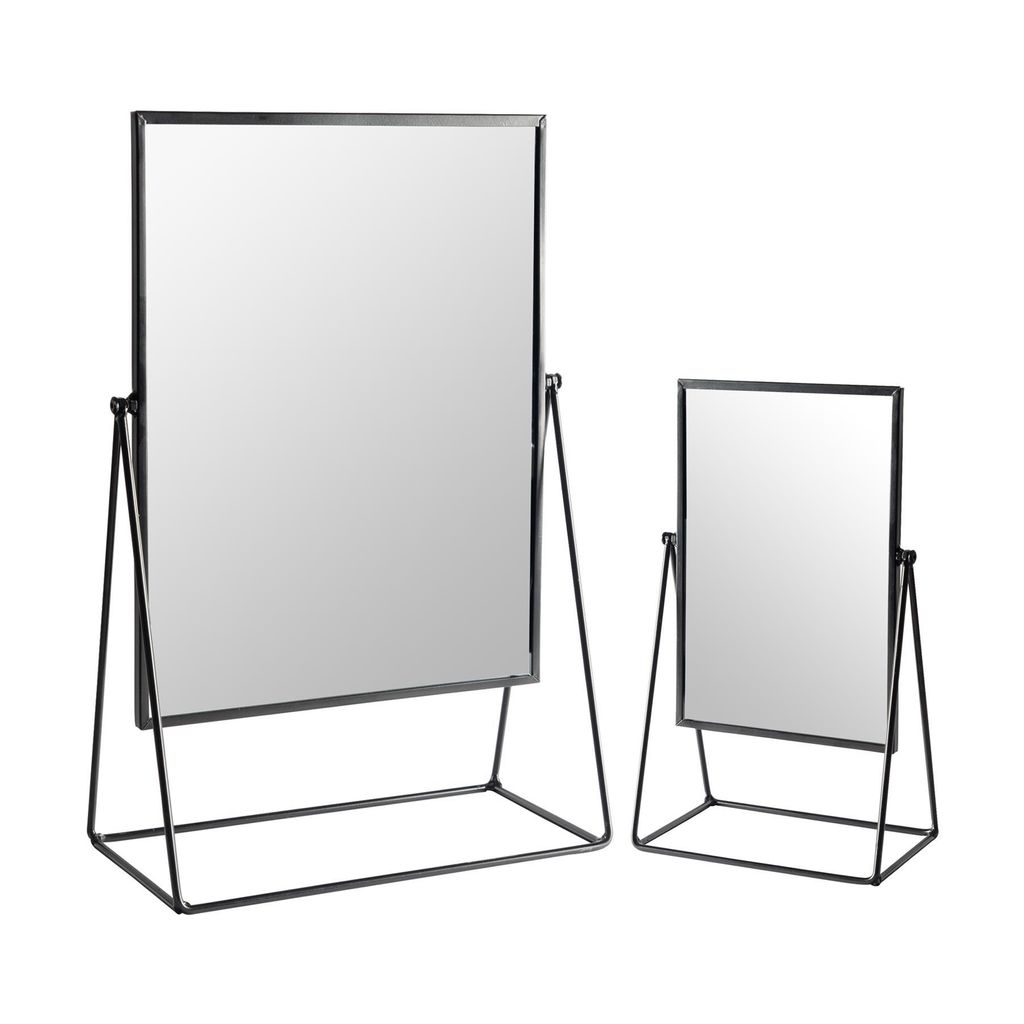 Harbour Housewares 2 Stück Frisierkommode Rasierspiegel Set - Freistehende Tisch Make-up kosmetischen Spiegel - 2 Größen - Schwarz