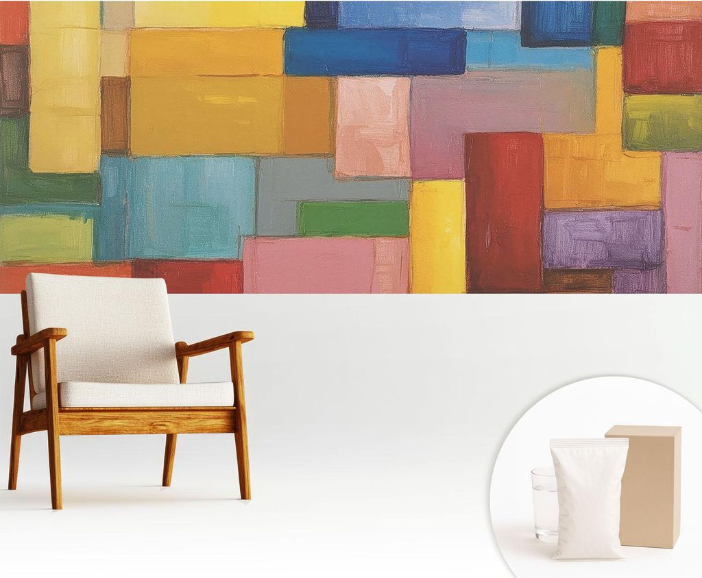 Fototapete - 250x104 cm - Tapete - Wandtapete - Wandbilder - Dekofolie - Tapete Folie - Wand - Dekoration - Wohnzimmer - Farbige Rechtecke