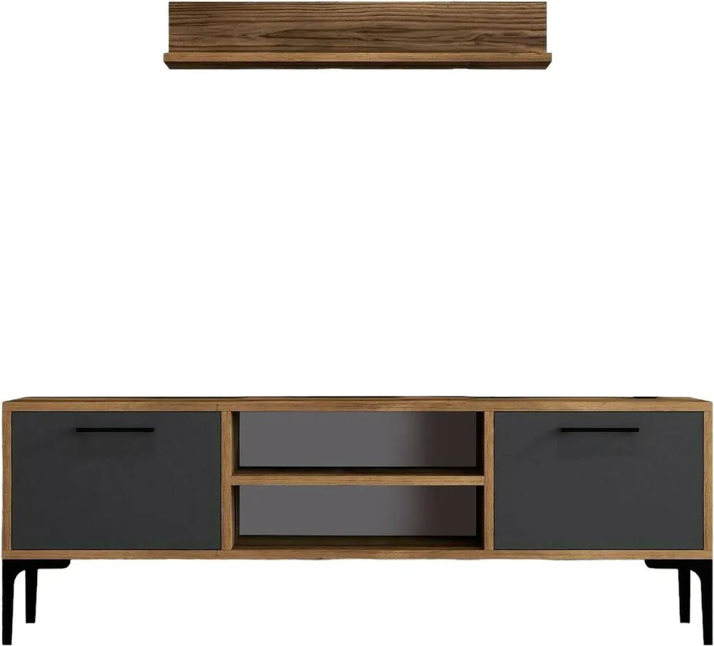 Meuble TV Gain de Place 140x30 cm Noyer Marron contre le Désordre TV