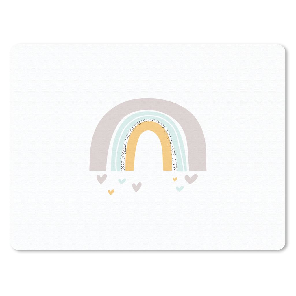 MuchoWow Mauspad Mousepad Regenbogen - Herzen - Mädchen - Jungen - Pastellfarben 40x30 cm - Mousepads - Maus Mat - Pad - Mausunterlage - Anti Ru...