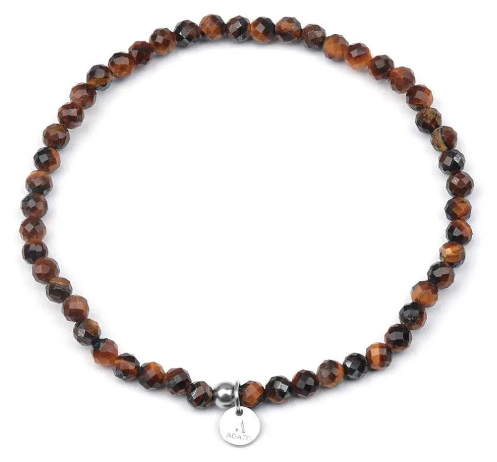 Bracelet minéral en œil de tigre POL-B22/20G : Bijou de protection chic
