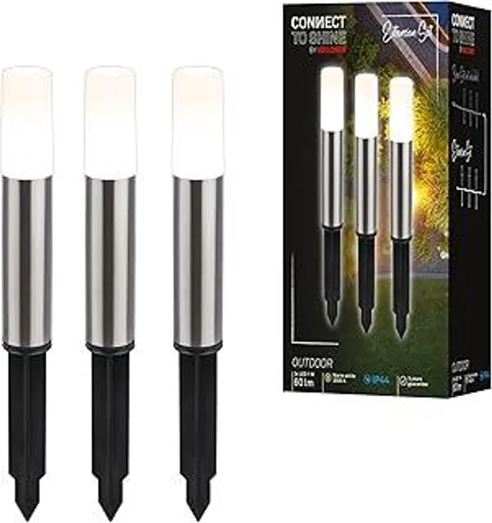 Lampioni LED Esterno Briloner Connect to Shine 12V IP44 Set 3 Argento