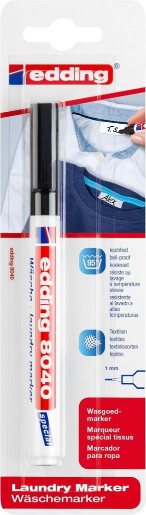 Edding - Wäschemarker 8040 rund 1mm schwarz im Blister | 5 Stück