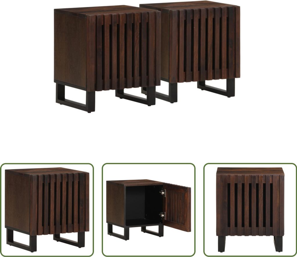 The Living Store Nachttische 2 Stk. 40x34x46 cm Massivholz Produktbild 