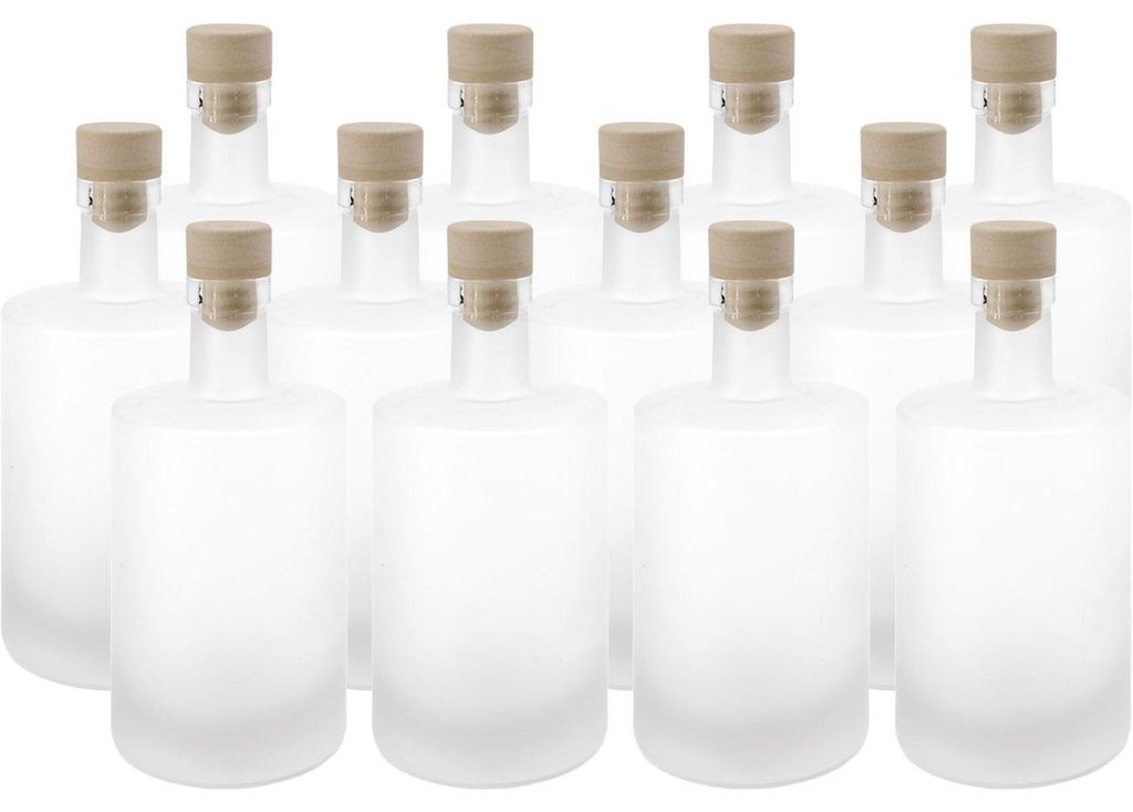 12er Set Glasflaschen 500ml mit Korkenverschluss