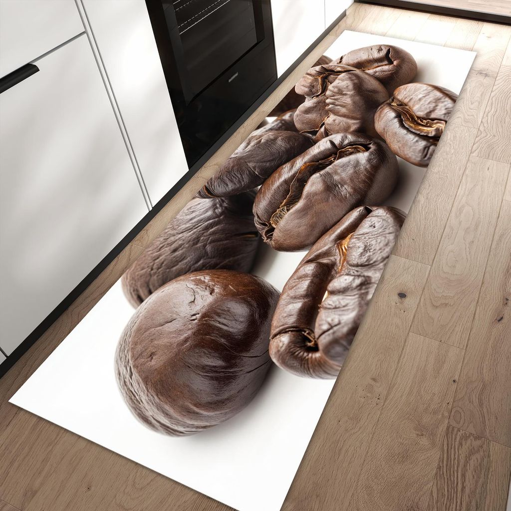 Küchenteppich 60x90cm rutschfest & abwischbar PVC Läufer - Stille Kaffeebohnen