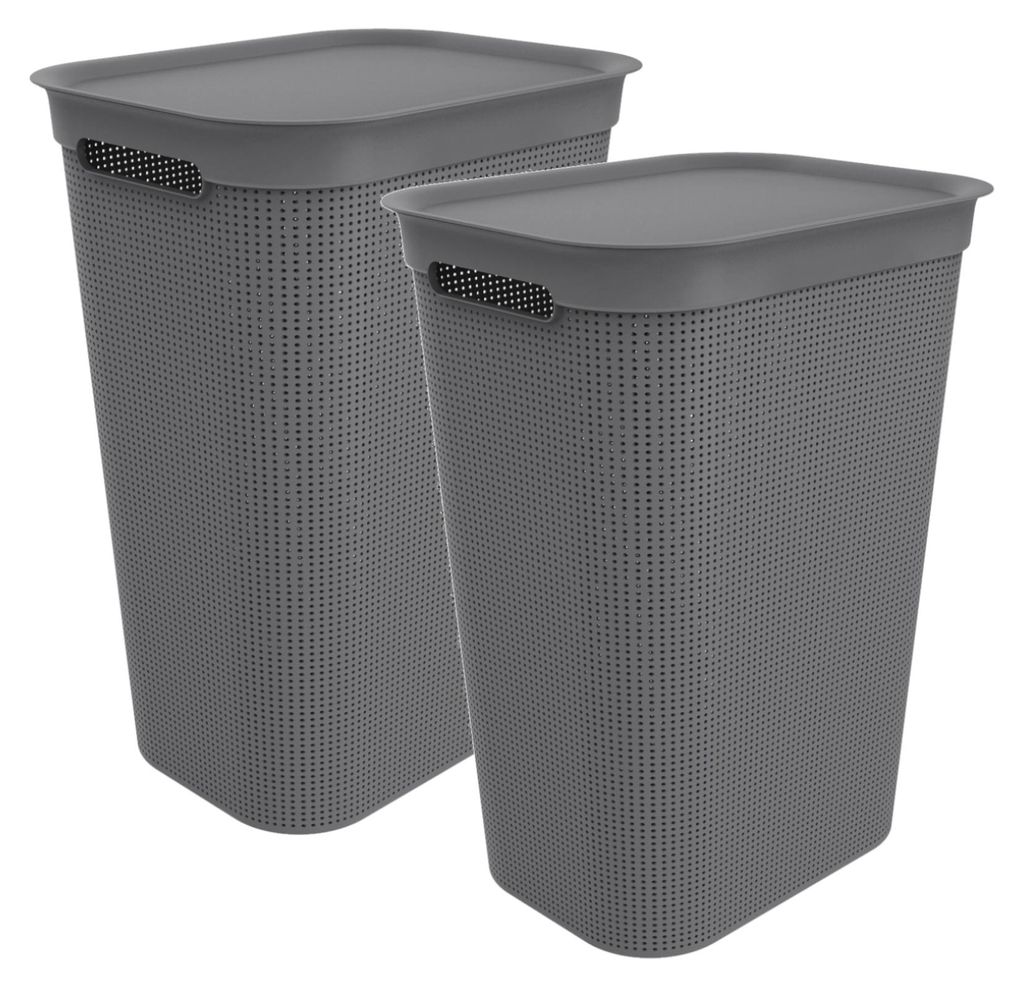 2er Set Wäschesammler 50 l BRISEN, Farbe:Anthrazit