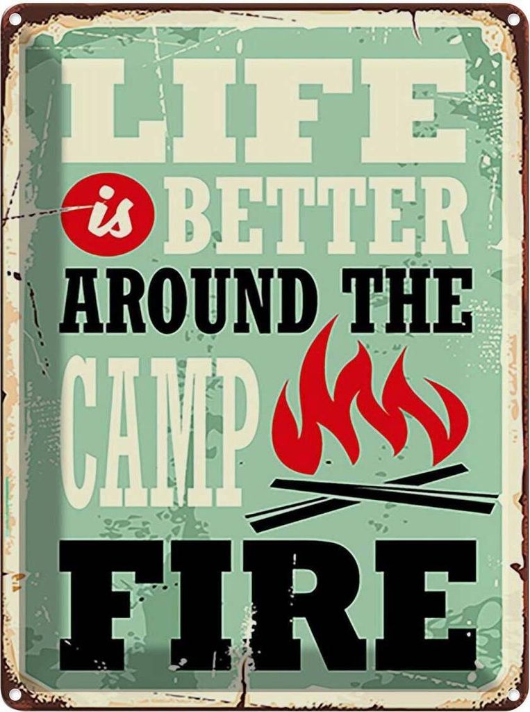 vianmo Blechschild 40x30 cm Camping campfire life is better Outdoor
