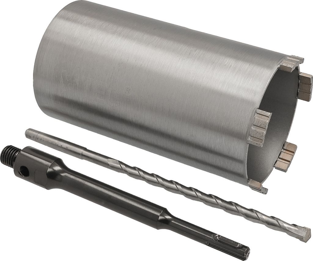 Diamantbohrkrone Ø 102 mm Nutzlänge 180 mm mit SDS+-Aufnahme 200 mm und Zentrierbohrer 240 mm Segmenthöhe 10 mm Diamant Bohrkrone Trockenbohrkro...