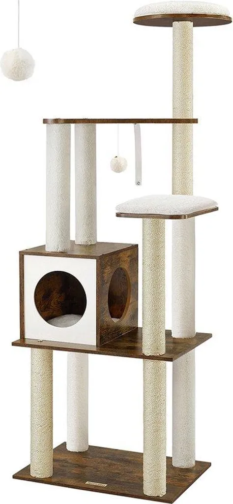 Arbre à chat avec hamac 165 cm gris clair moelleux et design moderne