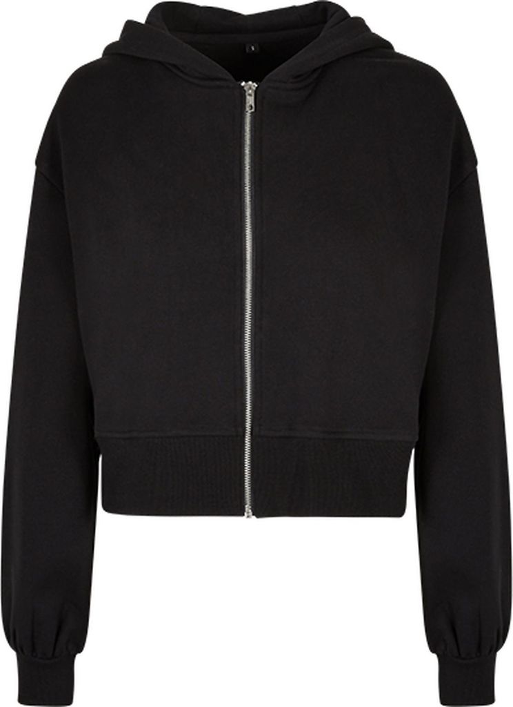Build Your Brand BY237 | Damen Short Oversized Kapuzenjacke Kurze Länge - Farbe: Black - Größe: 4XL