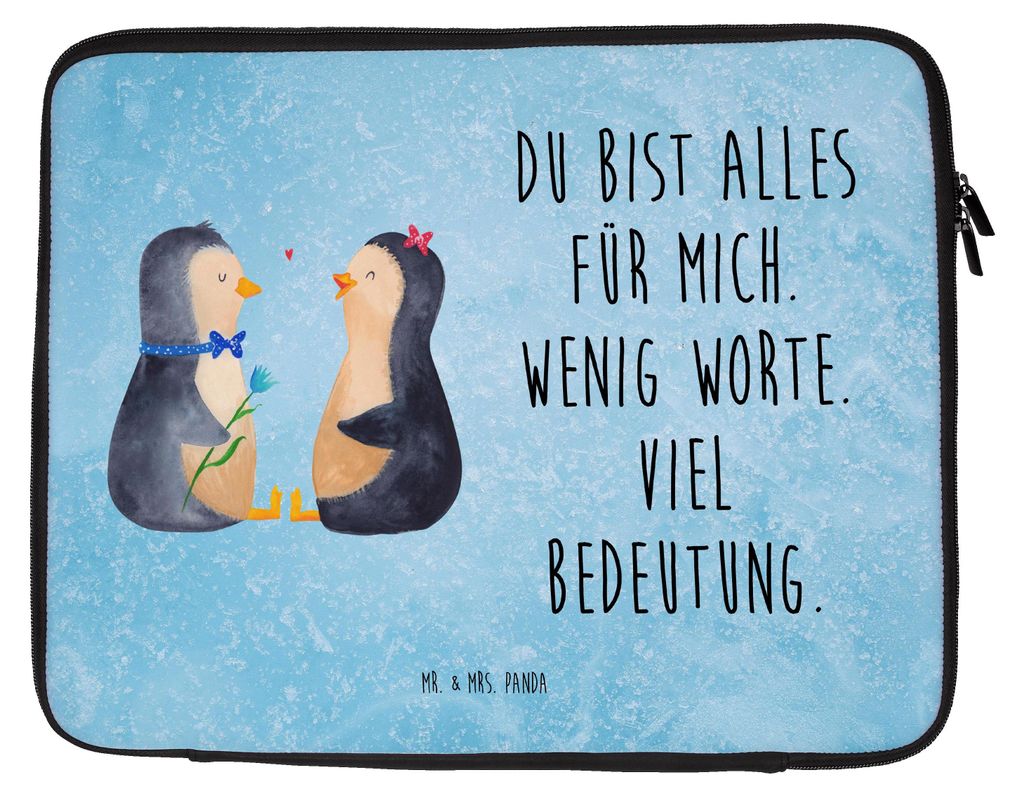 Mr. & Mrs. Panda Laptop Tasche Pinguin Pärchen 20 x 28 cm - Eisblau - Geschenk, Hochzeit, Hülle, Laptoptasche, Verliebt, Laptophülle, Hochzeitst...