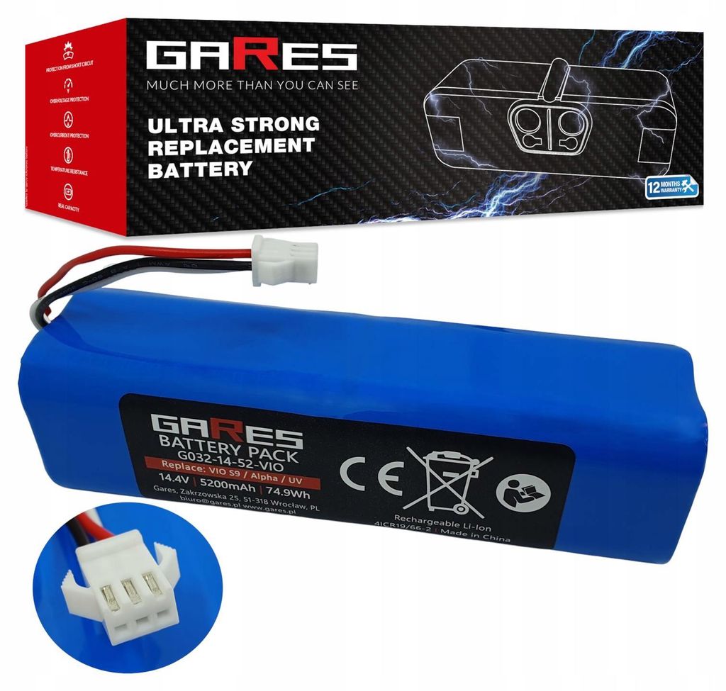 Gares Náhradná batéria pre Viomi S9, Alpha, UV | 14,4V 5,2 Obrázok produktu 