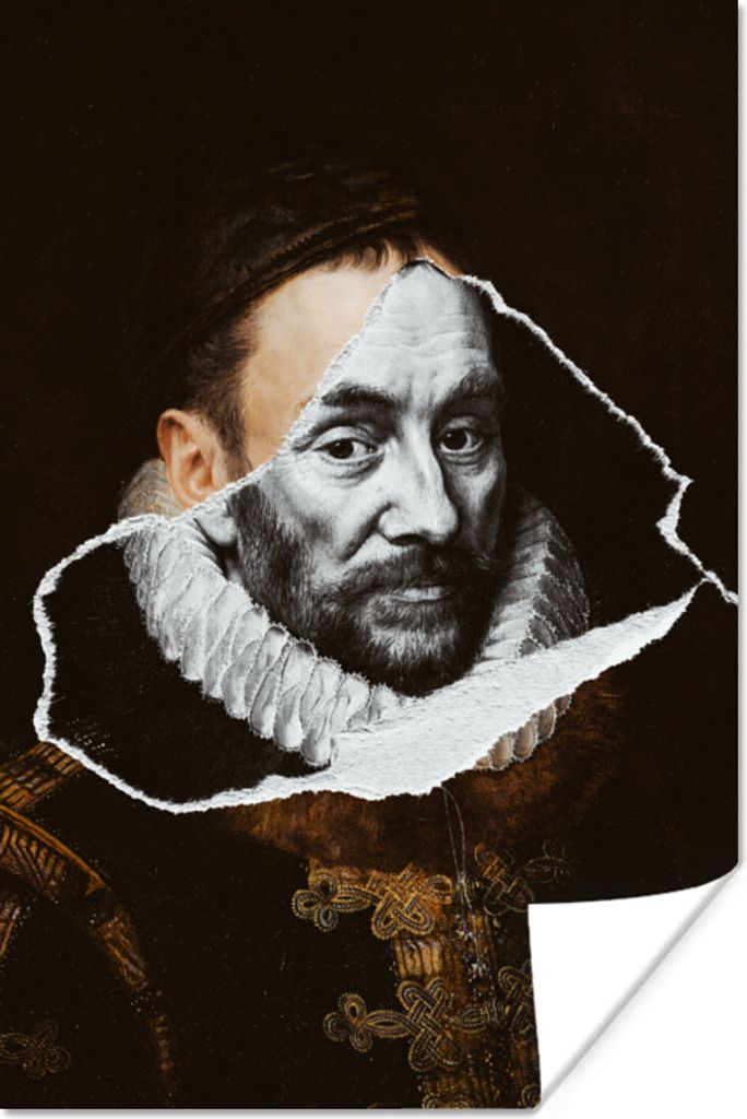 MuchoWow Poster Wilhelm von Oranien - Adriaen Thomasz - Schwarz - Weiß 40x60 cm - Plakate für die Wand - Poster Babyzimmer
