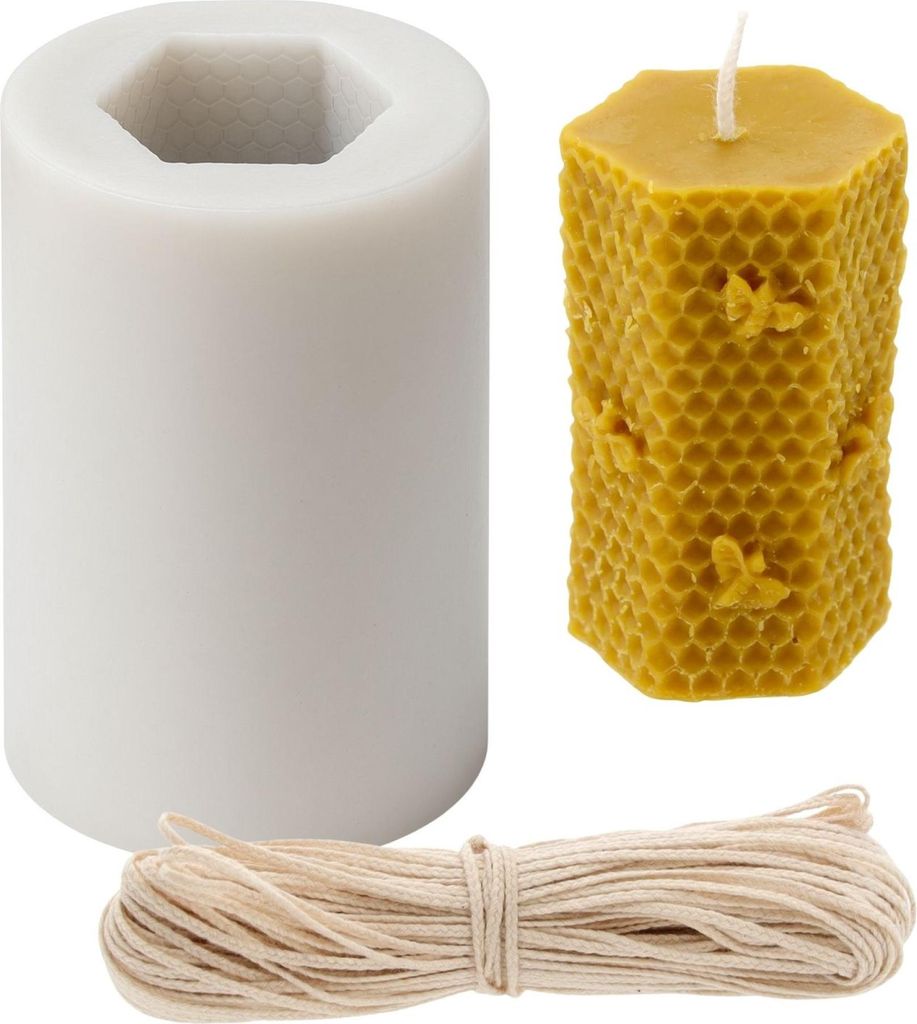 Silikonform Für Kerzen Bienenwabe Mit Biene + Kerzendocht 20 M – Silikonform für die Kerzenherstellung, Silikon Kerzenform