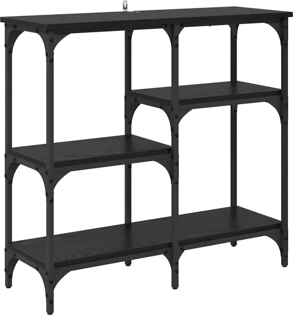 Mobiletto Ingresso SYFAX Rovere Nero 80 cm - Tavolo Consolle Stretto