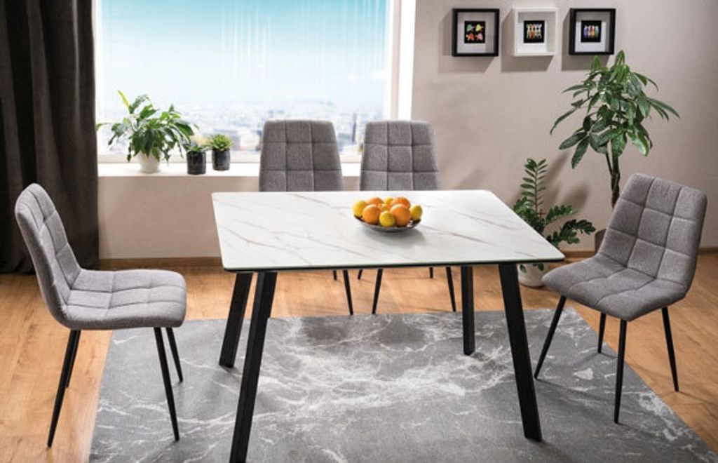 Esstisch Küchentisch Samuel 120x80x75cm Marmor weiß schwarz